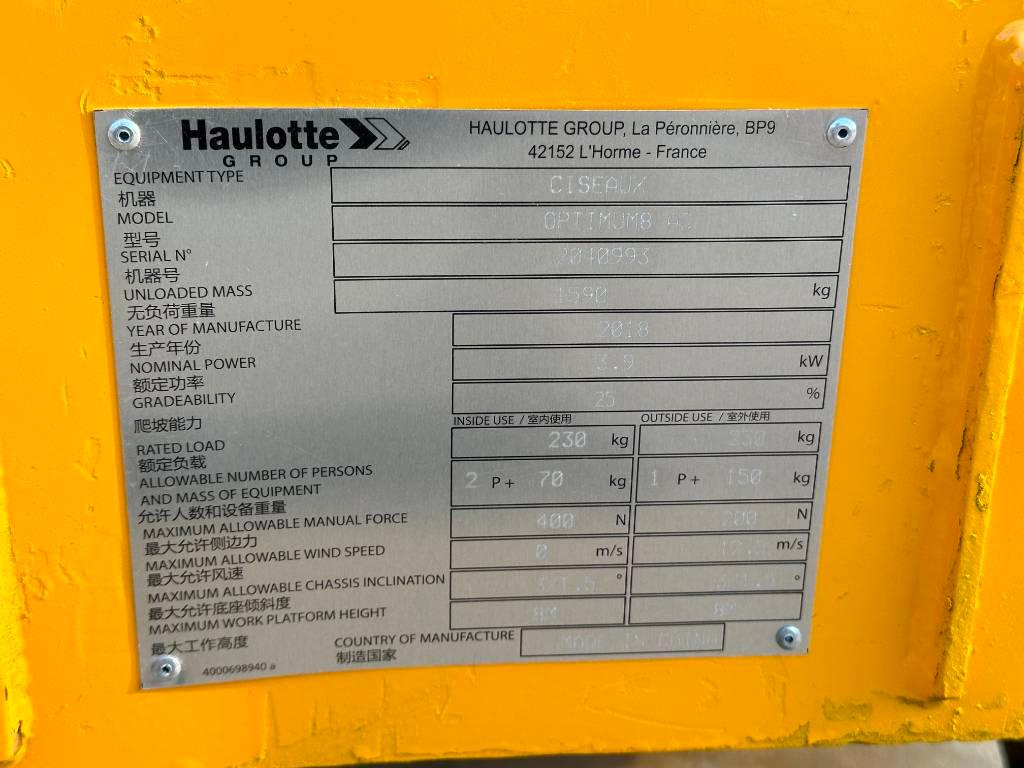 Haulotte OPTIMUM 8 Plataformas tijera