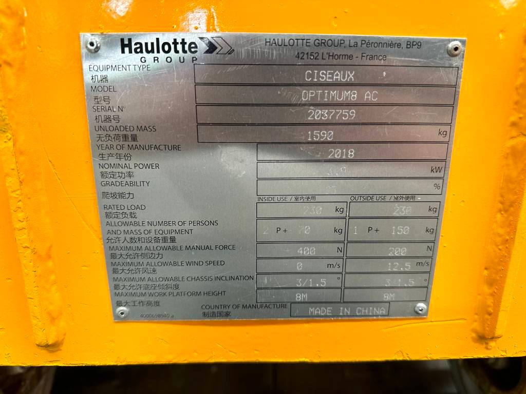 Haulotte OPTIMUM 8 Plataformas tijera