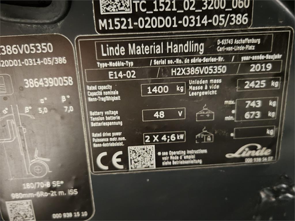 Linde E14 Elektriniai šakiniai krautuvai
