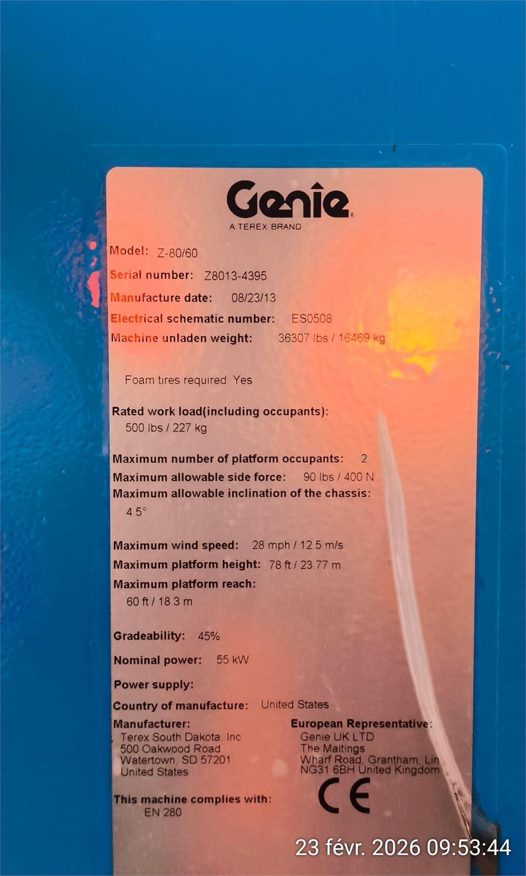 Genie Z80/60RT Articulated boom lifts