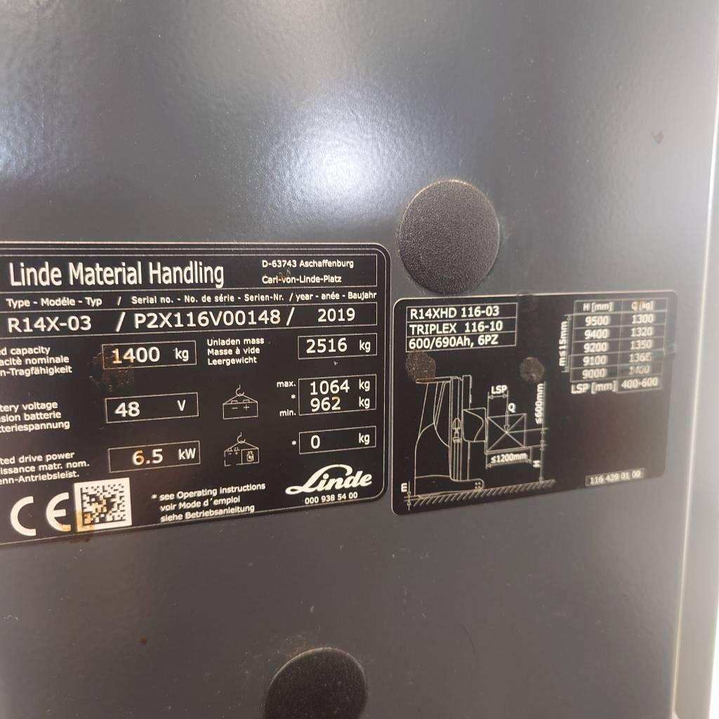 Linde R14X/116 Reach trucks