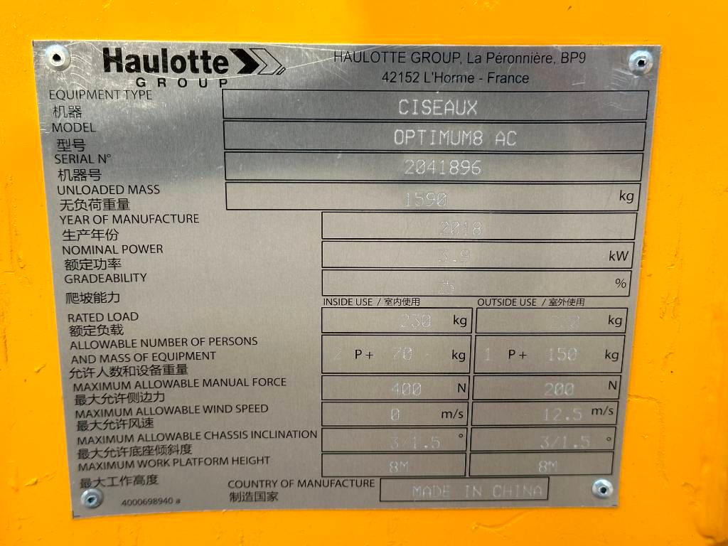 Haulotte OPTIMUM 8 Plataformas tijera