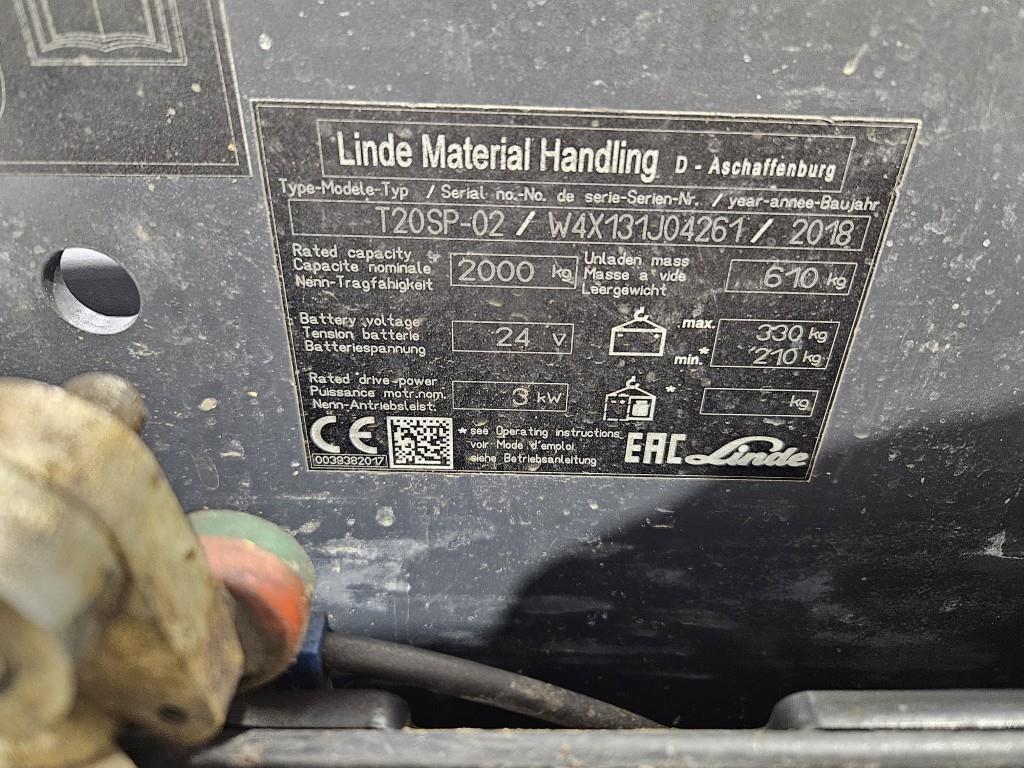 Linde T20SP Elektriniai šakiniai krautuvai