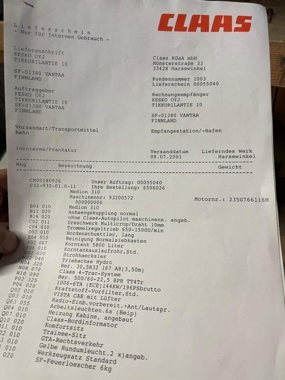 CLAAS MEDION 310 Mähdrescher