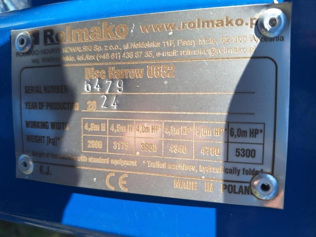 Rolmako U652 6M LAUTASMUO Disc harrows