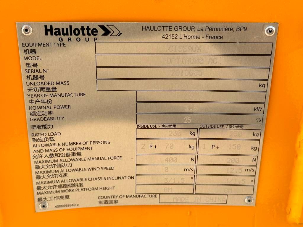 Haulotte OPTIMUM 8 Plataformas tijera