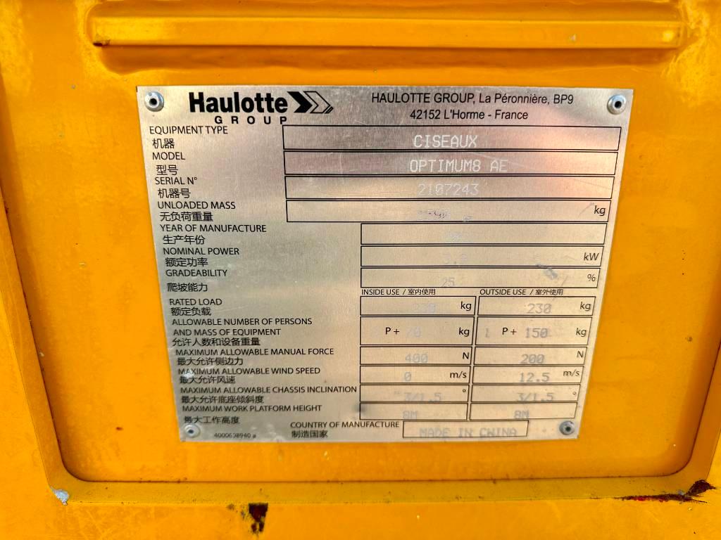 Haulotte OPTIMUM 8 Plataformas tijera