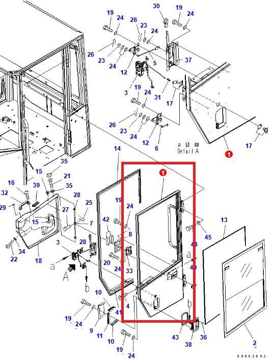 Komatsu WA100-5 DOOR ASSY 417-926-3106 Cabins and interior