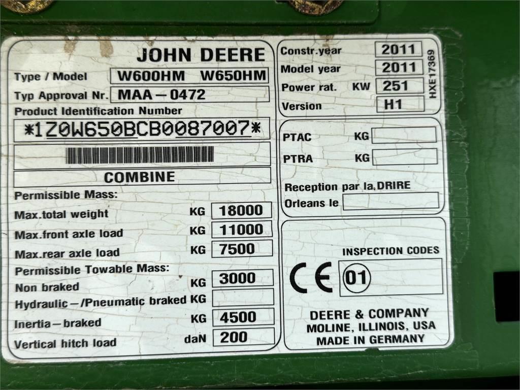 John Deere W650 HillMaster Cosechadoras combinadas