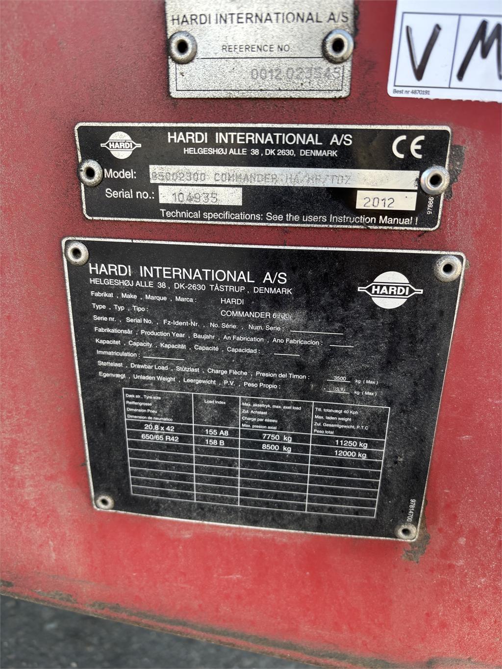 Hardi COMMANDER 7000 Trailed sprayers