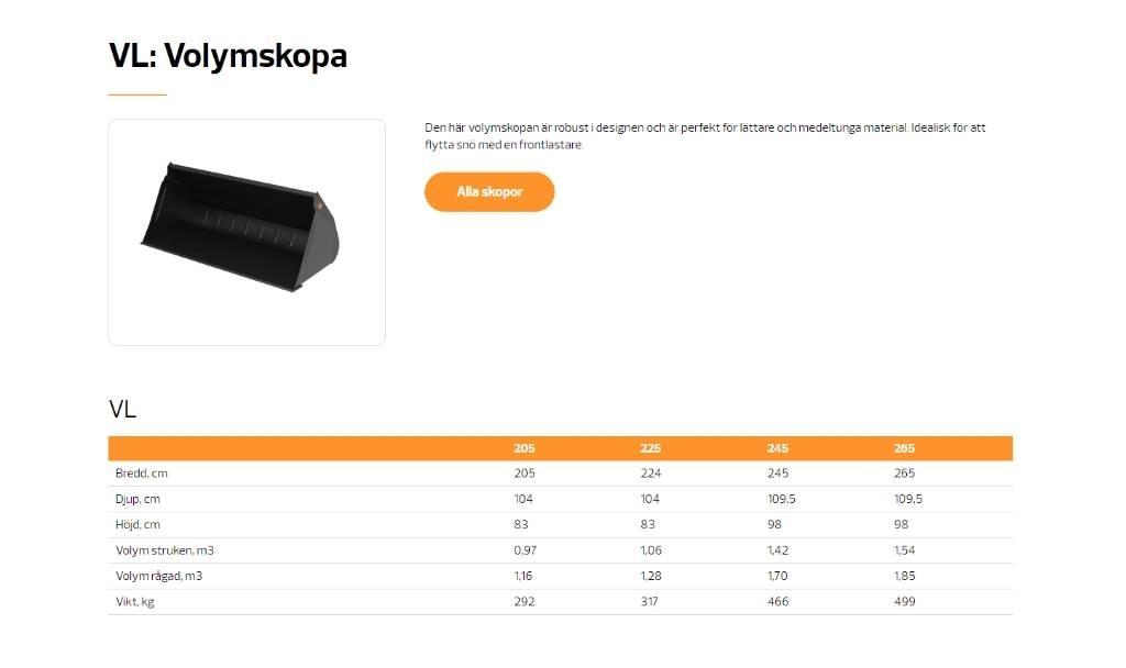 Quicke VL volymskopa Lastarredskap