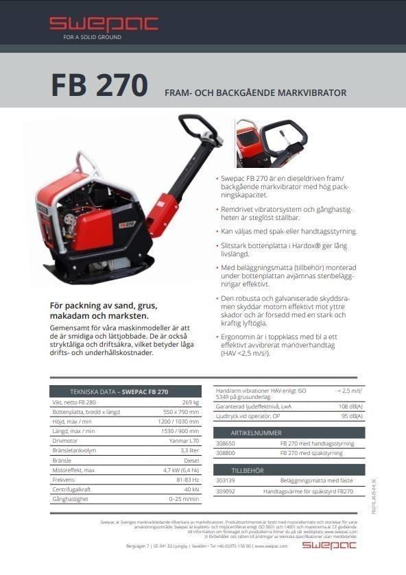 Swepac FB 270 Markvibratorer