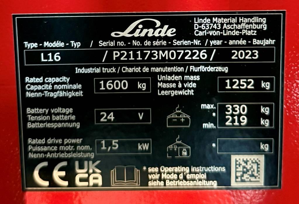 Linde L16/1173-01 Cold Store 6.2m Järelkäidavad virnastajad