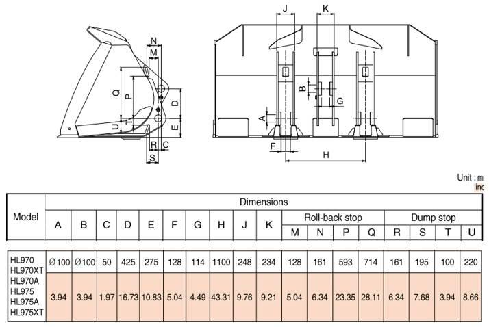 Hyundai HL970(A/XT), HL975(A/XT) Buckets